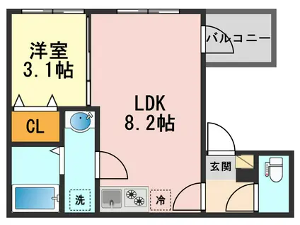 KLEIS一之江III(1LDK/1階)の間取り写真