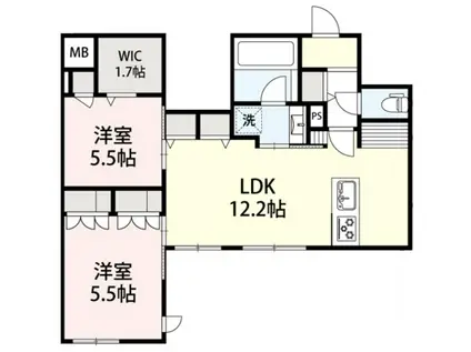 鎌倉市台メゾン北棟(2LDK/1階)の間取り写真