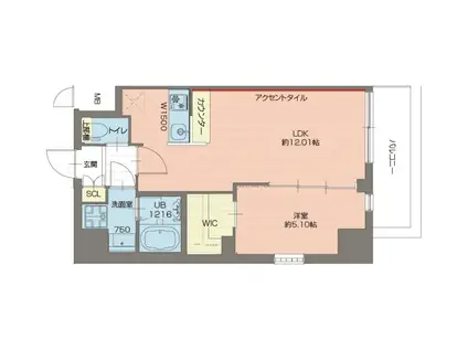 プレジオ西宮北口(1LDK/2階)の間取り写真