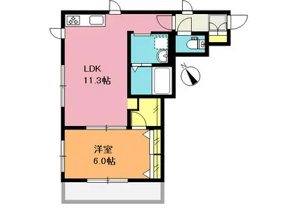 フロール・デ・セレッソ(1LDK/2階)の間取り写真