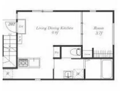 ティーーアズール岸根公園(1LDK/2階)の間取り写真