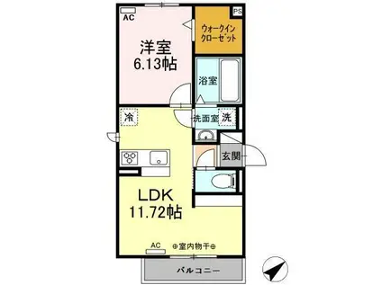 ブレーメン B棟(1LDK/1階)の間取り写真