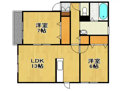 シャルム北光II(2LDK/1階)の間取り写真