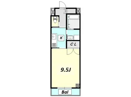 ユニヴェール(1K/3階)の間取り写真