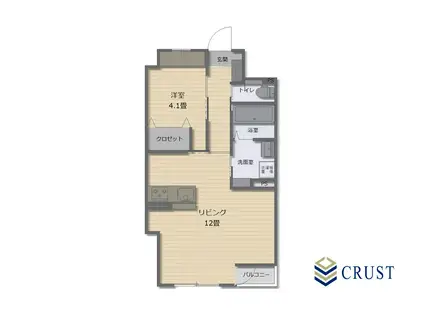 グラン クレール(1LDK/3階)の間取り写真