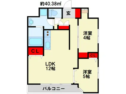 THE GRANDE HILLS(2LDK/7階)の間取り写真