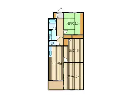 ソレイユ谷原(3DK/3階)の間取り写真