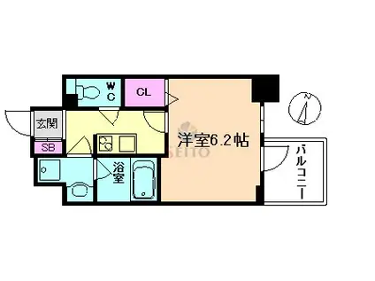 エレガントレジデンスYODOGAWA(1K/6階)の間取り写真