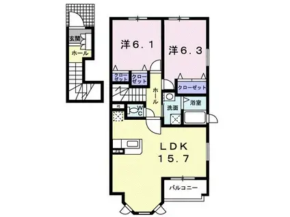 レジデンス光(2LDK/2階)の間取り写真