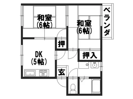 タウニィ地後(2DK/2階)の間取り写真