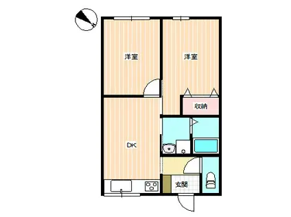 グリーンベル(2DK/1階)の間取り写真