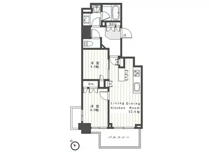 ザ・パークハウス赤坂レジデンス(2LDK/11階)の間取り写真