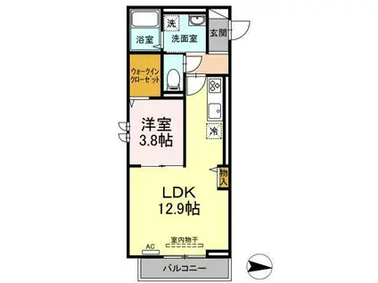 カーサ クリスタ(1LDK/2階)の間取り写真