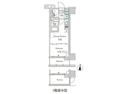 パークアクシス本所・親水公園(1DK/7階)の間取り写真