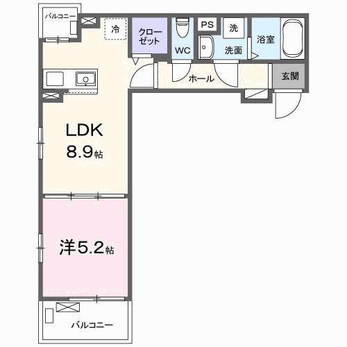 JADA HOUSE桜井(1LDK/3階)の間取り写真