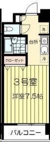 ヴィラ森林公園(ワンルーム/2階)の間取り写真