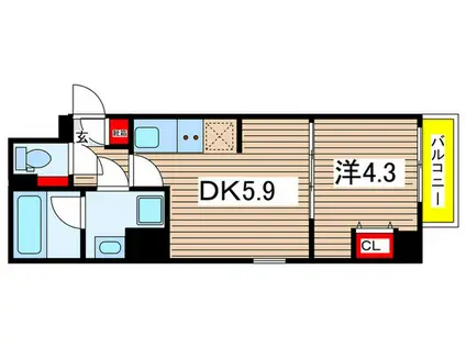 ディアレイシャス南砂町(1DK/3階)の間取り写真
