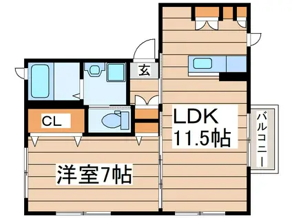 ペニーレーン(1LDK/1階)の間取り写真