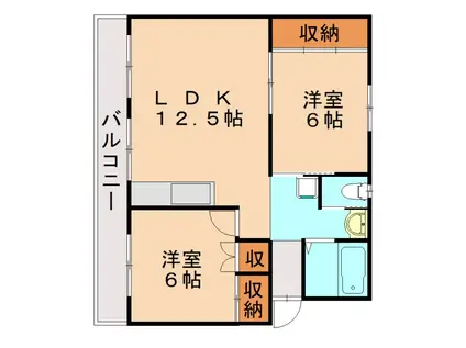 ヴィラナリー中間II 5号棟(2LDK/4階)の間取り写真