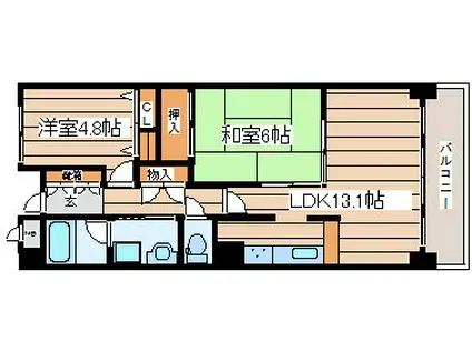 プライムアーバン堤通雨宮(2LDK/3階)の間取り写真