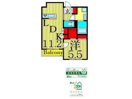 ヘーベルメゾン下矢切(1LDK/3階)の間取り写真