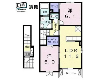 ハッピーブライト アロッジオ(2LDK/2階)の間取り写真