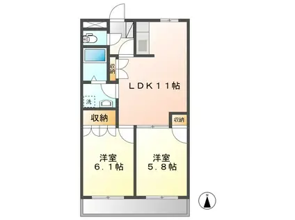 HAPPINESS LIFE B棟(2LDK/3階)の間取り写真