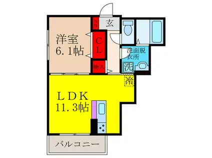 ASOK(1LDK/3階)の間取り写真