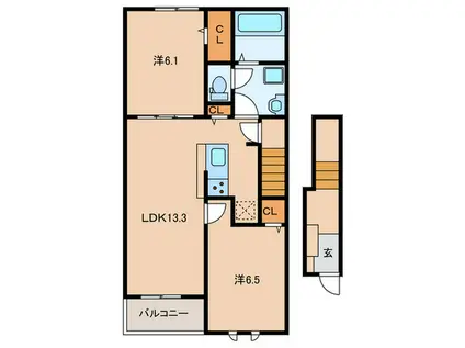 エルヴィナ(2LDK/2階)の間取り写真