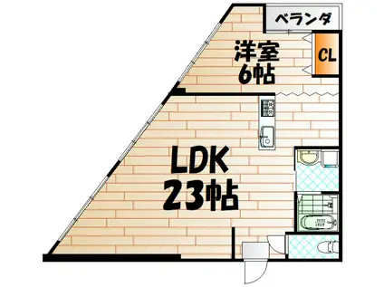 三萩野ビル(1LDK/3階)の間取り写真