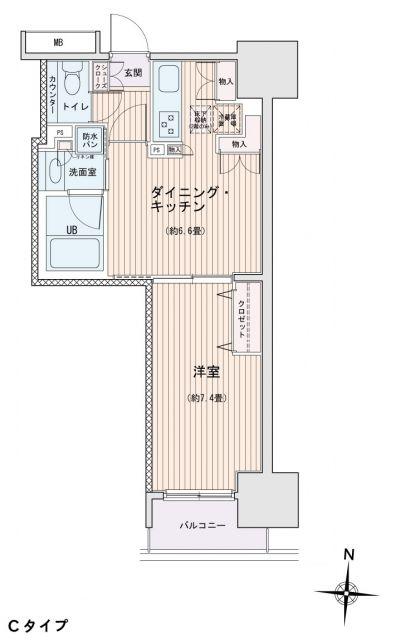 エスティメゾン錦糸町II(1DK/5階)の間取り写真