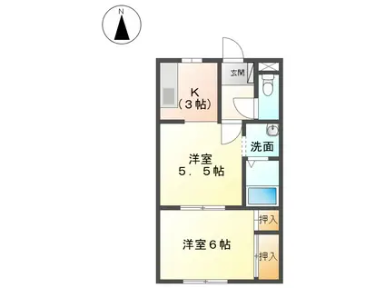 ビバセキスイB(2K/1階)の間取り写真