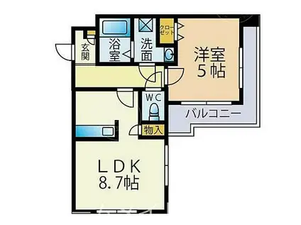 ラフォーレ六本松(1LDK/3階)の間取り写真