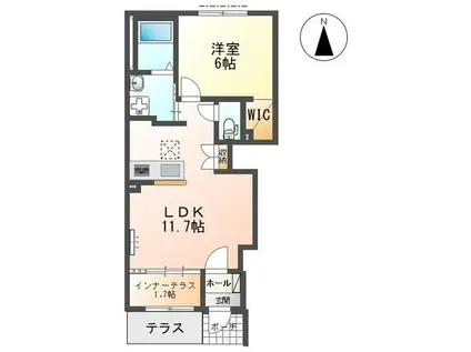 シェトワ(1LDK/1階)の間取り写真