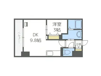 HF東札幌レジデンス(1LDK/15階)の間取り写真