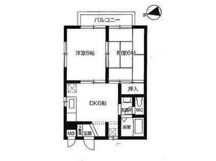 藤ハイツ(2DK/1階)の間取り写真