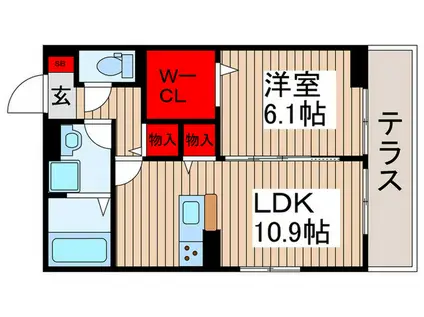 クッカケト(1LDK/1階)の間取り写真