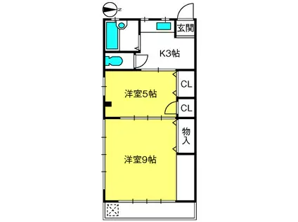 ニューシャトー(2K/3階)の間取り写真