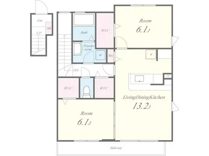 プロニティヴィラC(2LDK/2階)の間取り写真