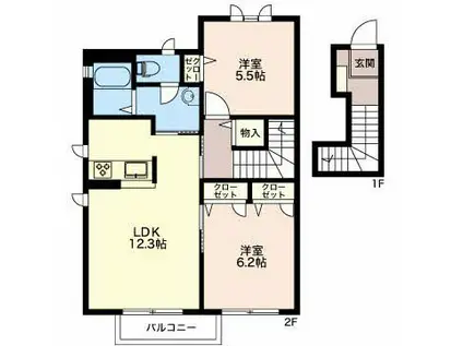 メゾン・ド・シャリテII(2LDK/2階)の間取り写真