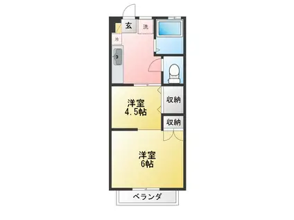 コーポK2(2K/1階)の間取り写真