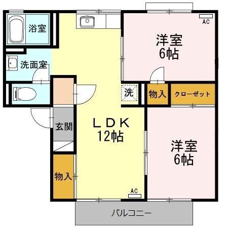セジュール I(2LDK/2階)の間取り写真