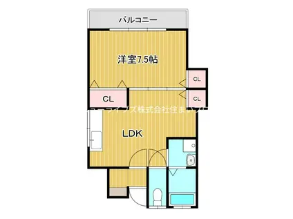 フロンティアフィールドリバーサイド(1LDK/2階)の間取り写真