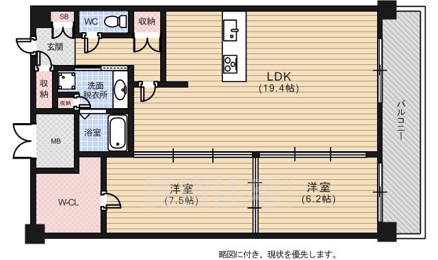 グランアークテラス(2LDK/7階)の間取り写真