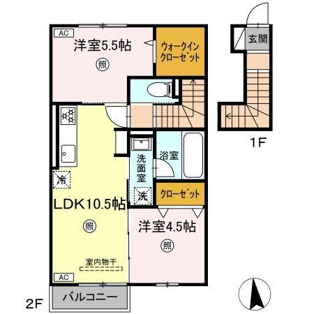 ラクードシャC(2LDK/2階)の間取り写真