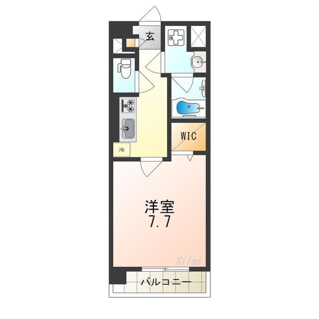 カサアスール(1K/4階)の間取り写真