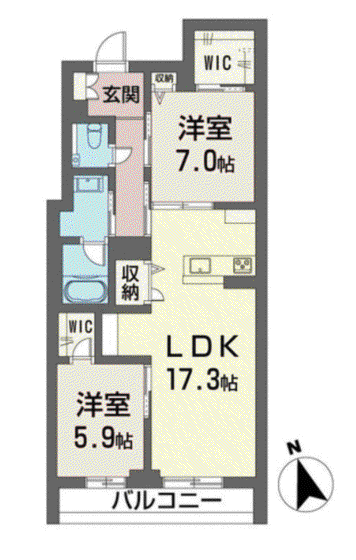グランエスポア早稲田(2LDK/3階)の間取り写真
