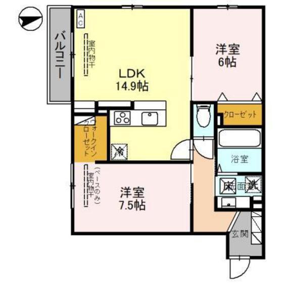 クロワール(2LDK/1階)の間取り写真