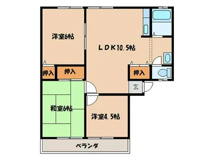 サンガーデン南岩国C棟(2LDK/2階)の間取り写真