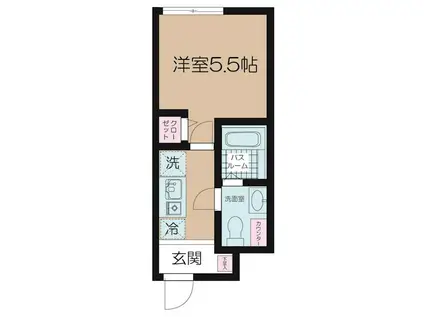 NSGATE元住吉(1K/1階)の間取り写真